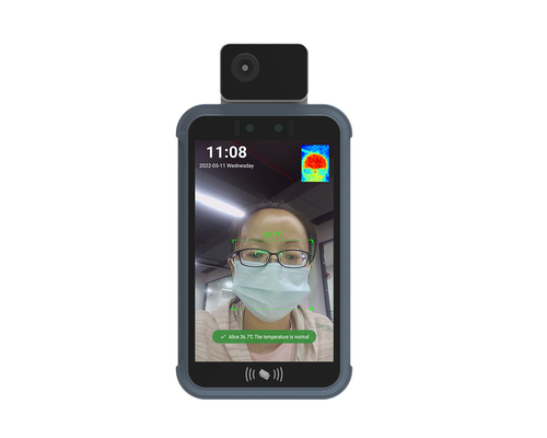 Support Multi Language 8 Inch Face Recognition Body Temperature Detection For Access