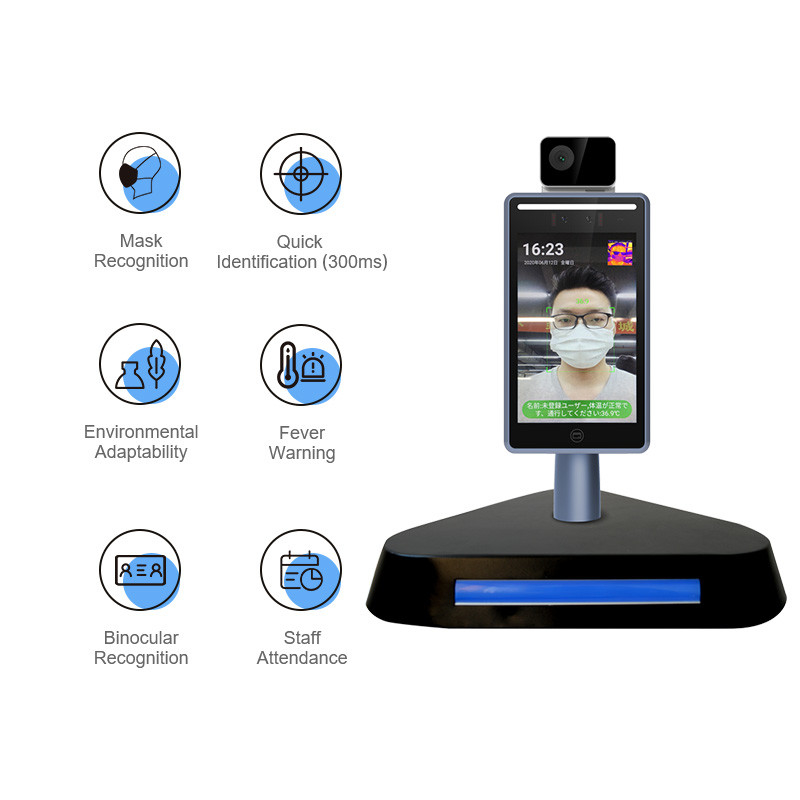 10.1 Inch Facial Recognition Access Control System 2GRAM With Temperature Sensor