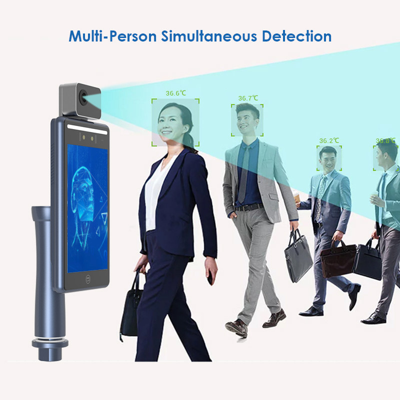 10 inch Face Reader Attendance Machine , Face Recognition Body Temperature Measurement System