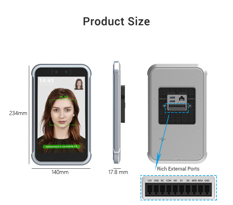 8.0'' IPS Biometric Face Recognition Time Attendance / Rfid Door Smart Access Control System